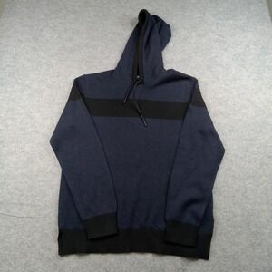 Kenneth Cole Sweater Men Medium New York Hooded Knit Pullover Striped Sweatshirt